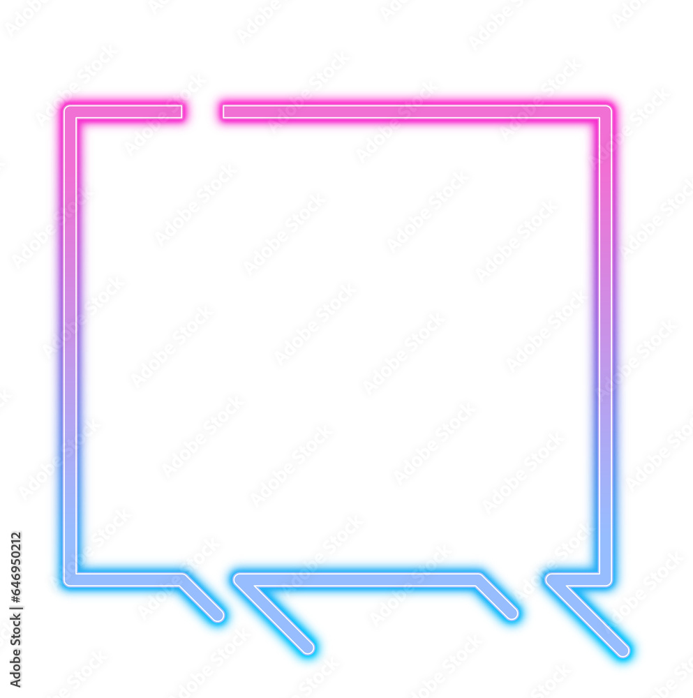 Square neon glowing abstract frame