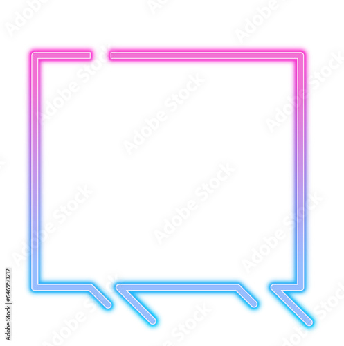 Square neon glowing abstract frame