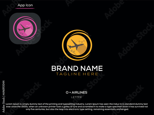 airlines minimal o letter logo design