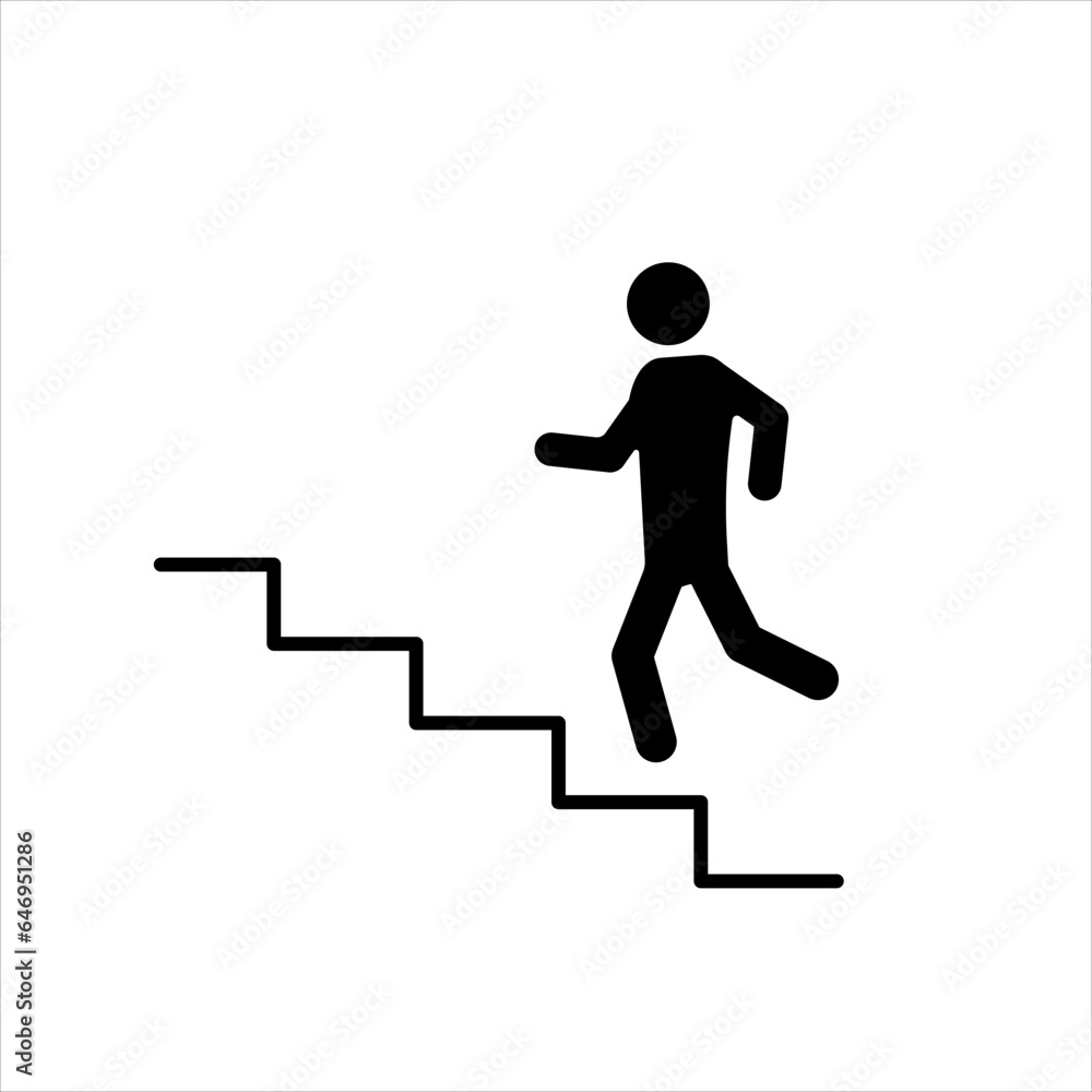 Vector image of a person climbing a ladder. Icon for metro, underpasses. A successful person rising in his career. EPS10 Vector image of a person climbing a ladder. Icon for metro, underpasses. A successful person rising in his career. EPS10