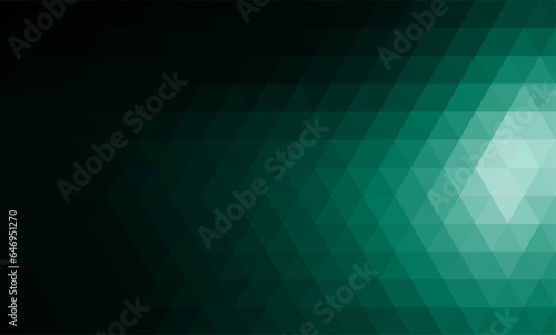 Triangle pattern geometric abstract background with dark green gradient color range composition