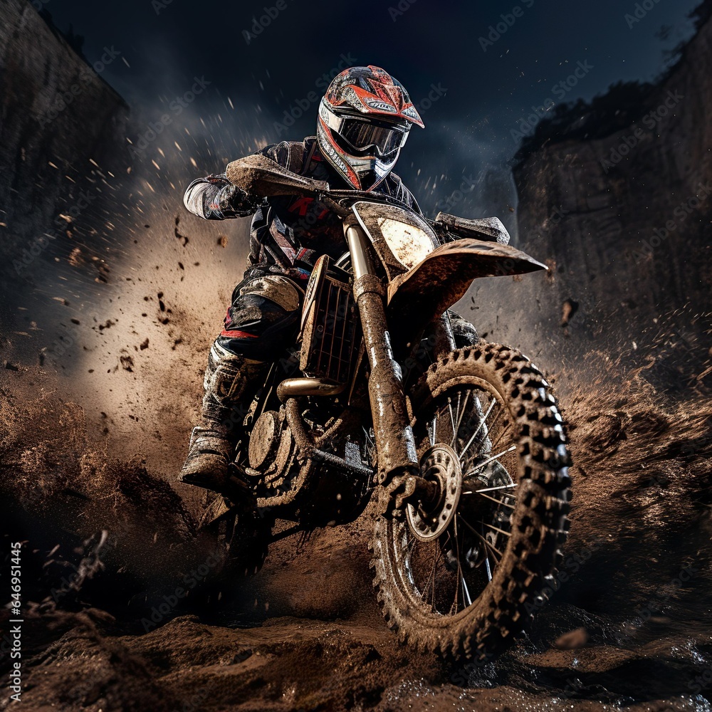 bike through the terrain - Generative AI Illustration bike through the terrain - Generative AI Illustration