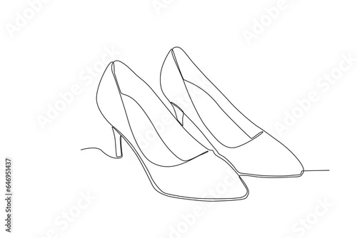 A pair of high heels. Footwear one-line drawing