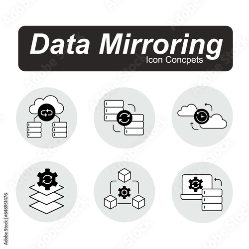 Mirror data icon. Data duplication symbol. Redundant data illustration. Data backup icon. Vector Editable Stroke.