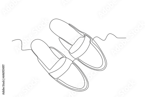 Shoe mules for women. Footwear one-line drawing