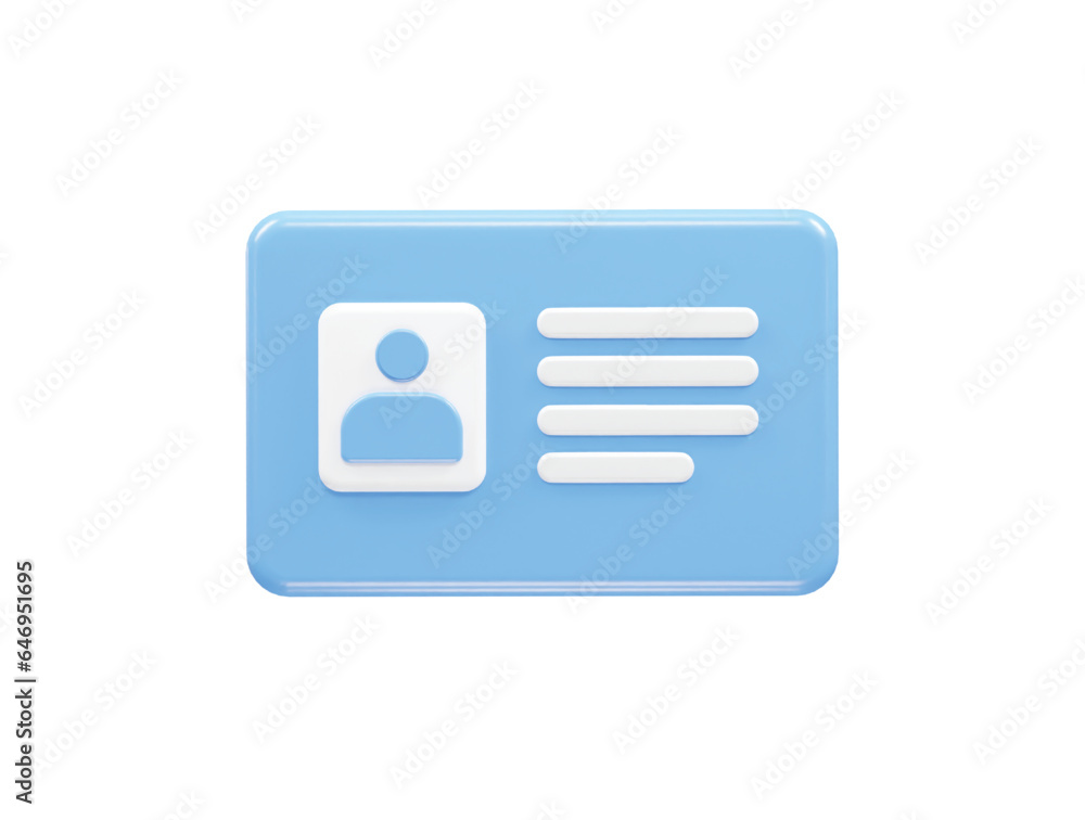 Id card icon 3d rendering element Id card icon 3d rendering element