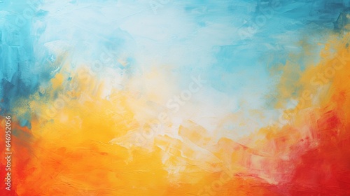 Example of a yellow, red, and blue image Abstract oil painting with a large brush background
