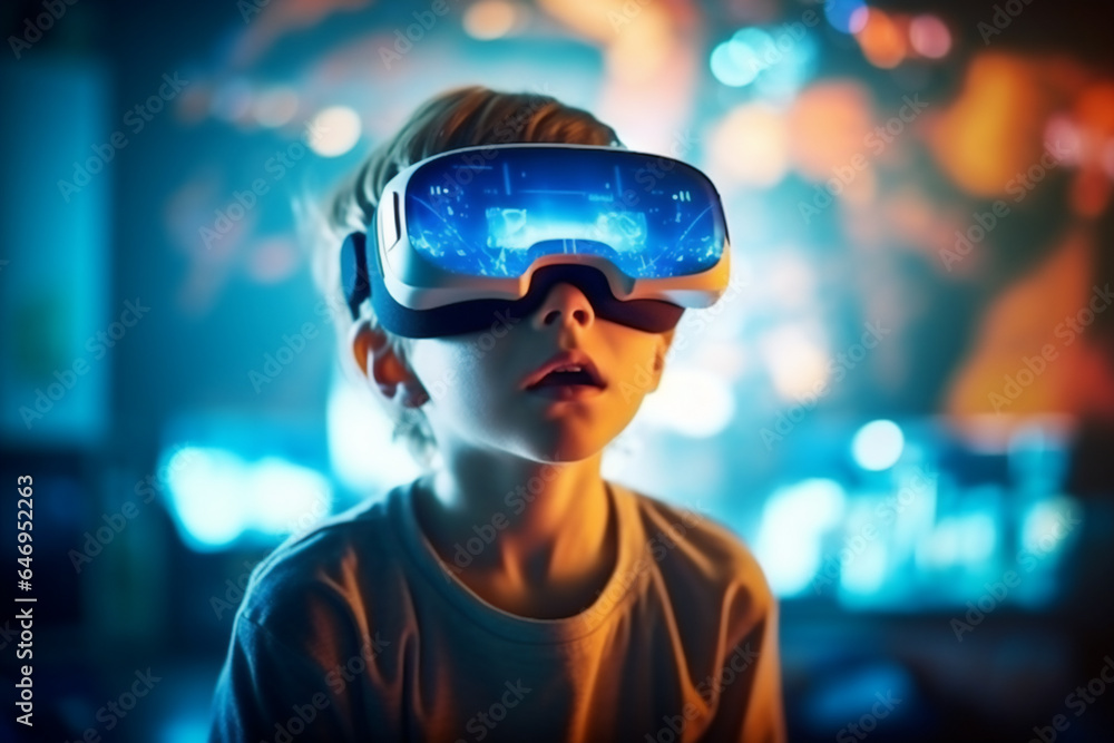 A kid wearing vr reality glass modern character design. A kid wearing vr reality glass modern character design.