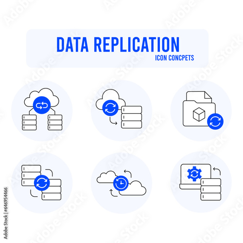 Data Replication icon. Database replication Vector Editable Stroke Icon.