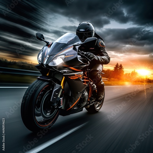 silhouette of biker on the motorcycle, the latest racing motorcycle updates on a crisp