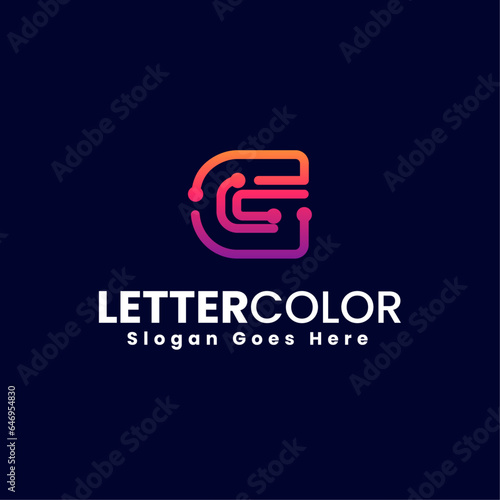 Vector Logo Illustration Abstract Letter G Line Shape Colorful Style
