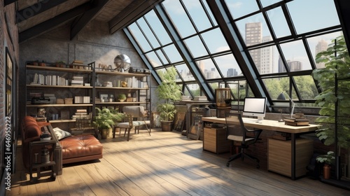 an industrial style loft home office