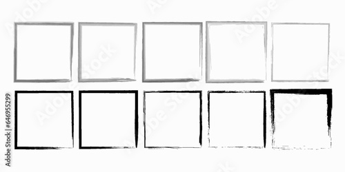 Ilustrasi vektor. Set 10 frame dalam gaya grunge. Kotor perbatasan koleksi pada latar belakang putih
