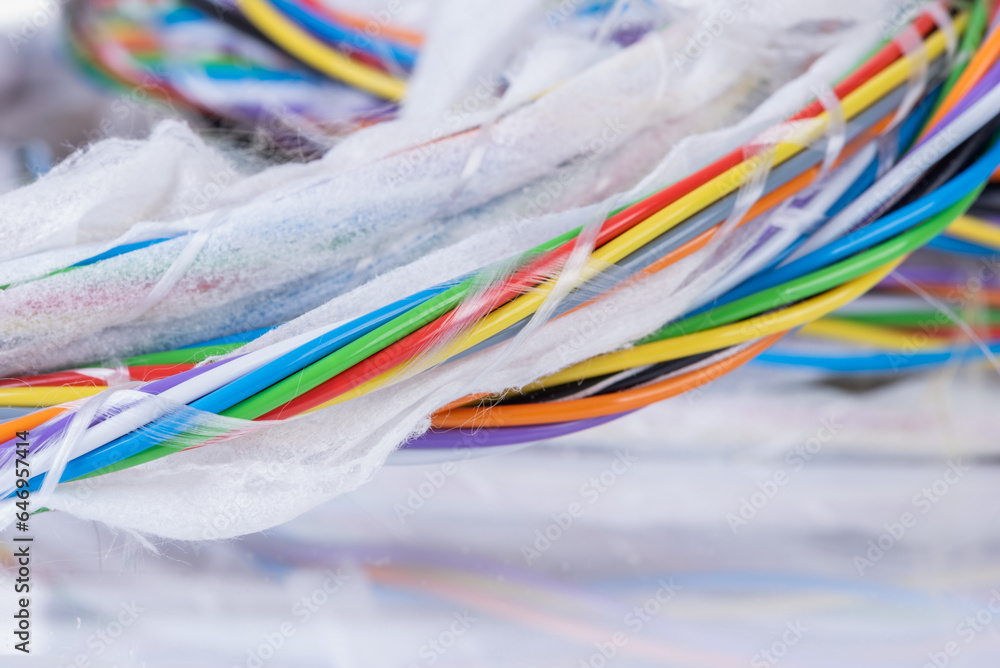 Stripped multicolored fiber optic cable network
