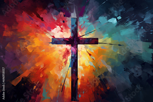Painting art of an abstract background with cross Fototapet