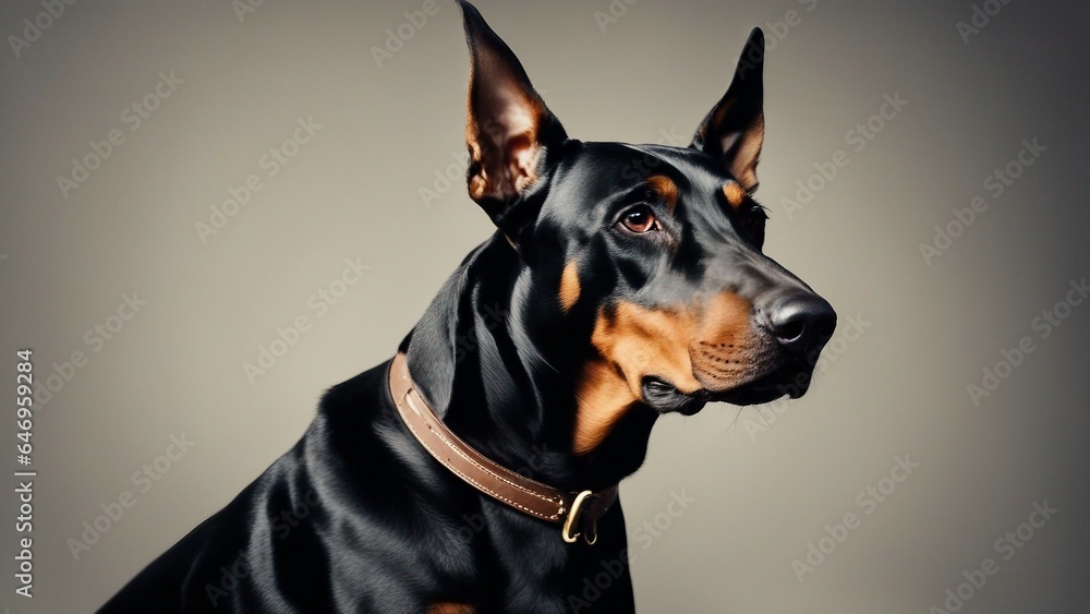 doberman pinscher laying down isolated on background