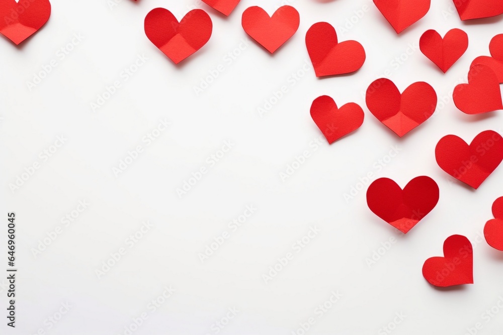 Red paper hearts isolated on the white background and space for the text, Red paper hearts, Red heart isolated on white background