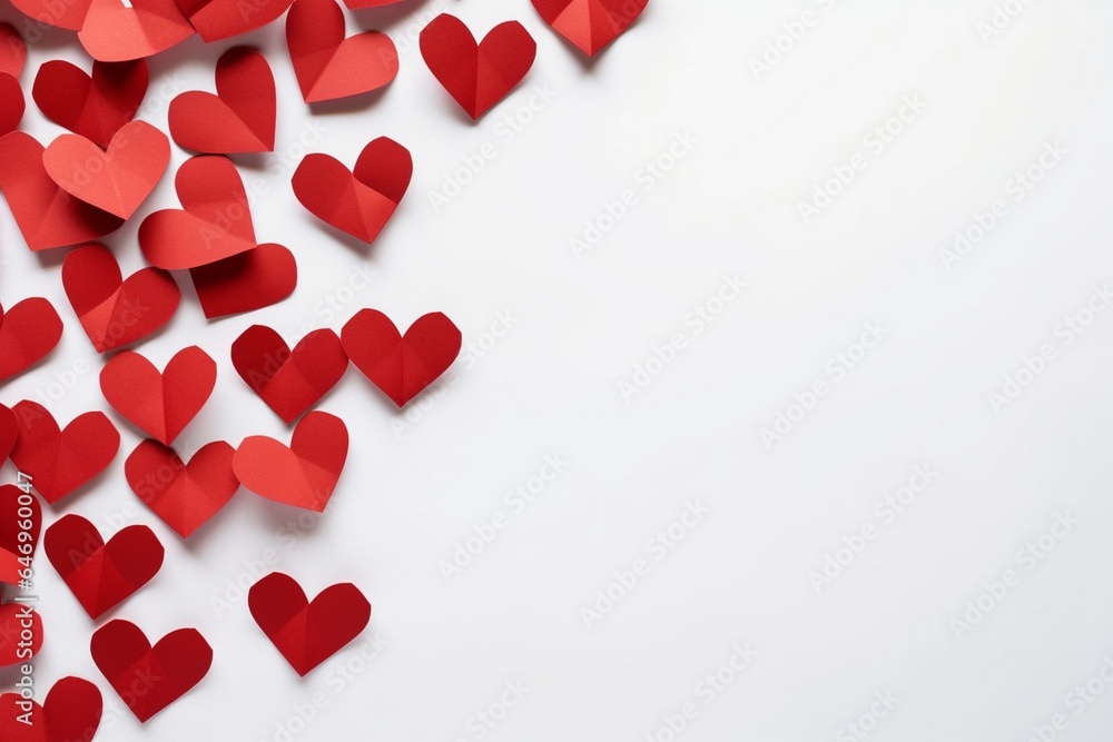 Red paper hearts isolated on the white background and space for the text, Red paper hearts, Red heart isolated on white background