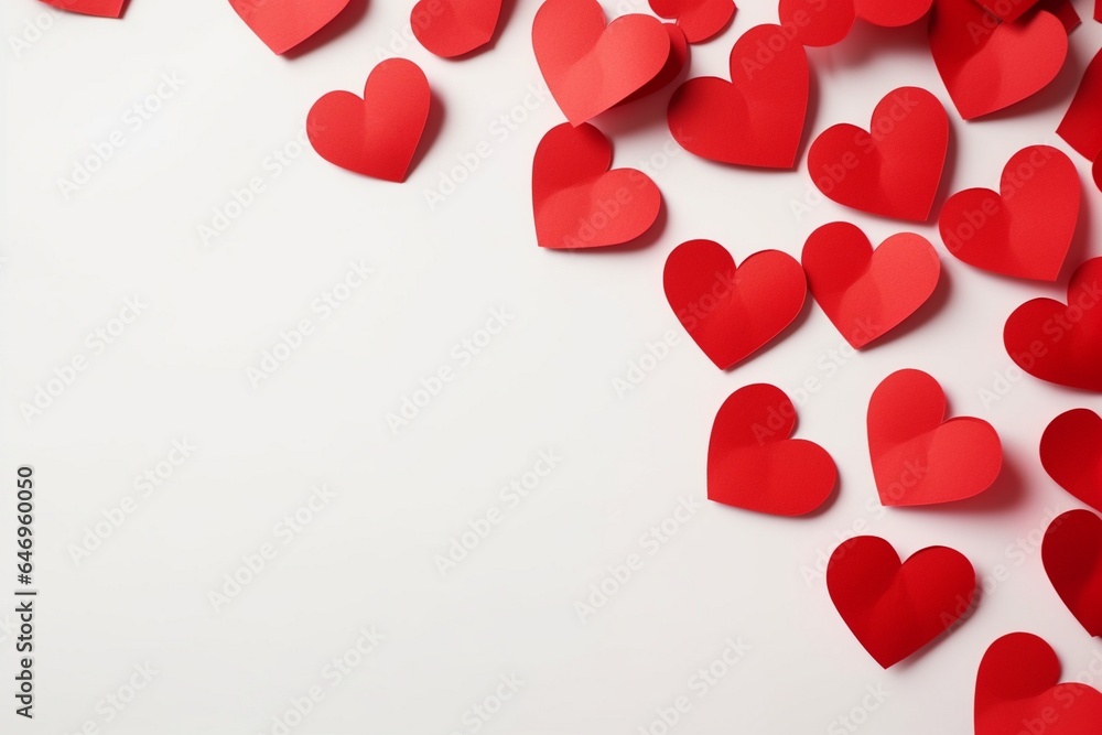 Red paper hearts isolated on the white background and space for the text, Red paper hearts, Red heart isolated on white background Red paper hearts isolated on the white background and space for the text, Red paper hearts, Red heart isolated on white background