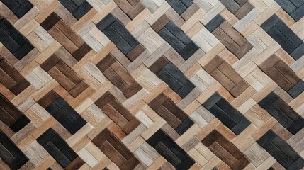 Geometric pattern design with natural colors for interior and exterior home decoration using rustic texture ceramic wall tiles, floor rug, carpet, and home decor.