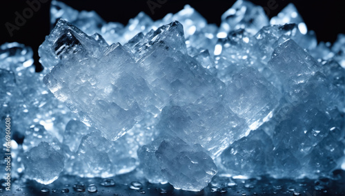 Ice Texture Close-Up. Great for skincare product advertising, showcasing the cooling and soothing effects..