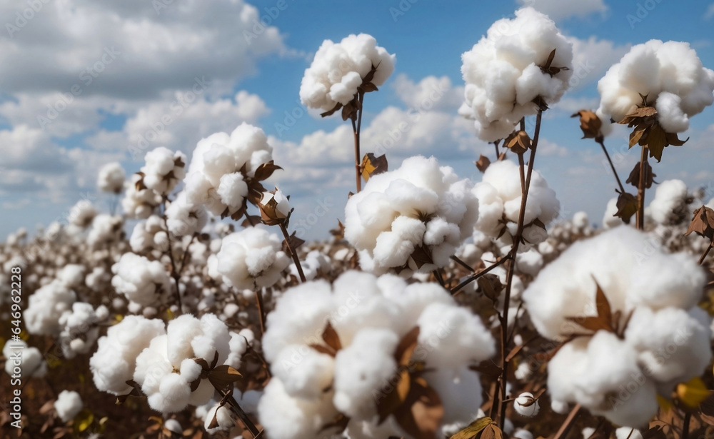 A beautiful cotton field with fluffy white balls. A beautiful cotton field with fluffy white balls.