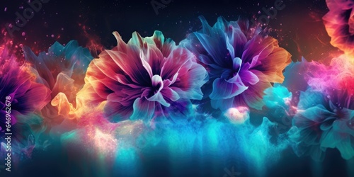 Beautiful abstract colorful night photo floral design background banner. beautiful Generative AI AIG32 © Summit Art Creations