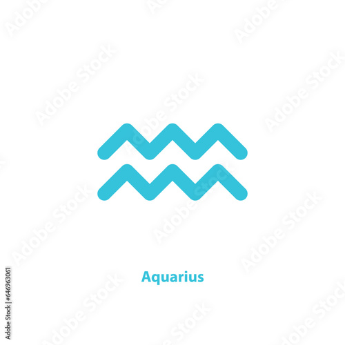 Aquarius zodiac horoscope sign symbol. Blue sign on white background.