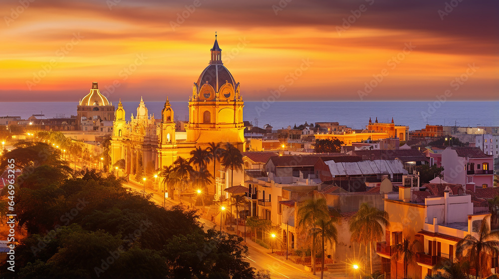 Cartagena view after sunset 