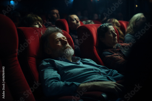 People watching a Movie in the Cinema, Couple, man and wife