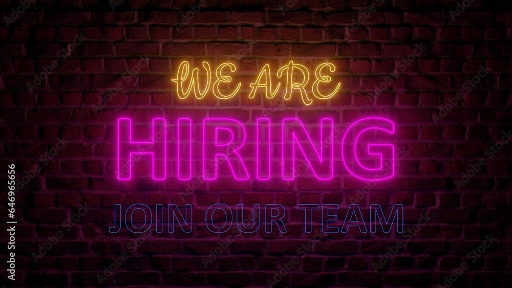 Colorful inscription we are hiring. Hire animation. Employer. HR. Job search. Colorful inscription we are hiring. Hire animation. Employer. HR. Job search.