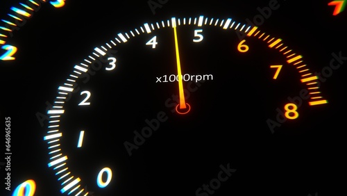 Сar speedometer and tachometer. Fast accelerating car. Sport auto. Supercar.	