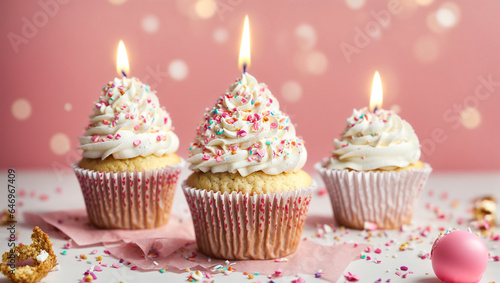 Festive cake with cream and candle