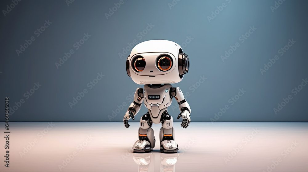 Background with robot with space for text, generative ai Background with robot with space for text, generative ai