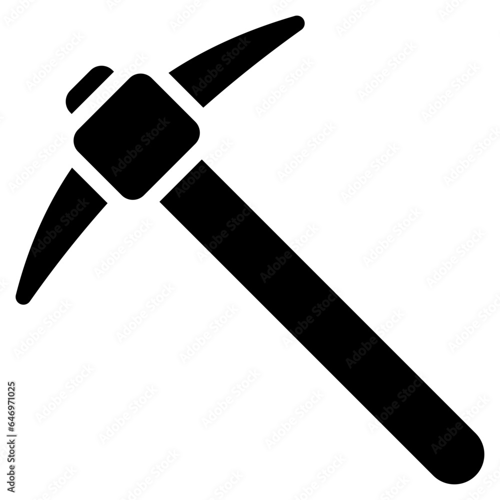 pickaxe icon in glyph style isolated on transparent background. Construction tools, vector illustration for graphic design projects pickaxe icon in glyph style isolated on transparent background. Construction tools, vector illustration for graphic design projects