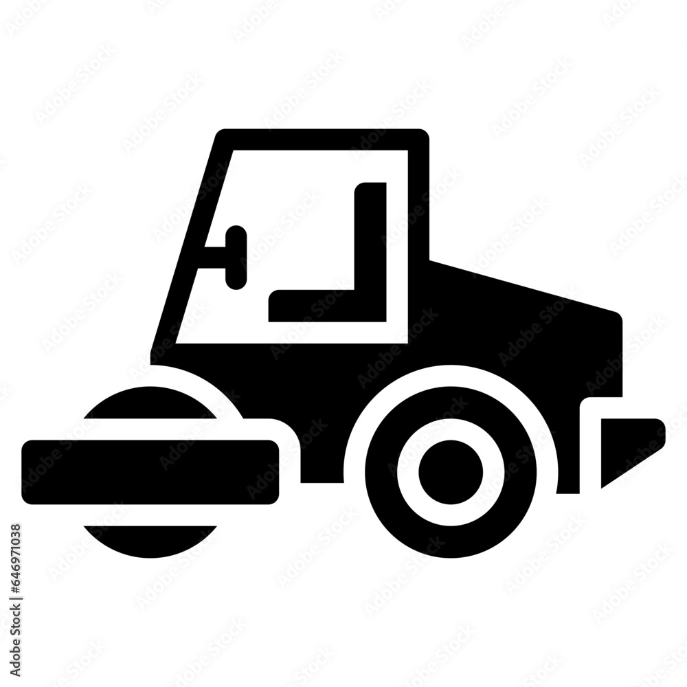 road roller icon in glyph style isolated on transparent background. Construction tools, vector illustration for graphic design projects road roller icon in glyph style isolated on transparent background. Construction tools, vector illustration for graphic design projects