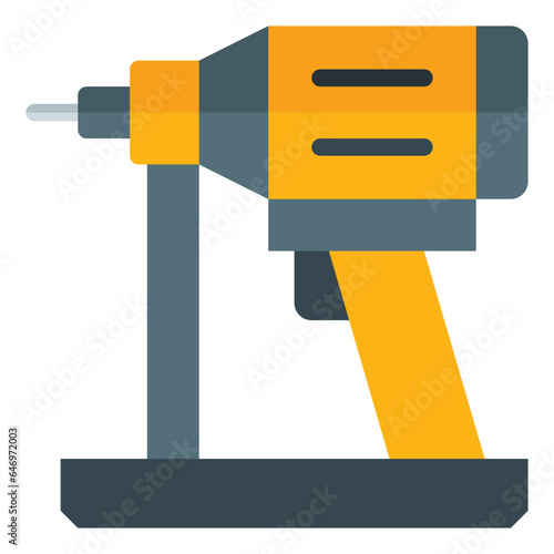 nail gun icon in flat style isolated on transparent background. Construction tools, vector illustration for graphic design projects
