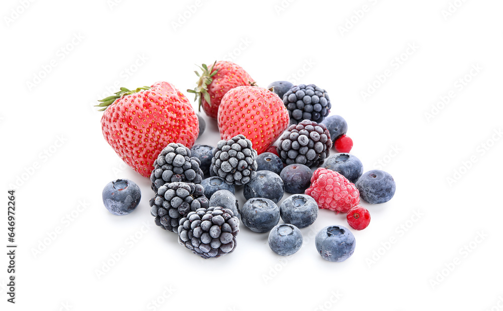 Frozen berries on white background Frozen berries on white background