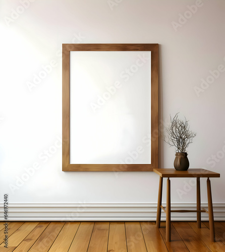 blank picture frame on parquet floor 