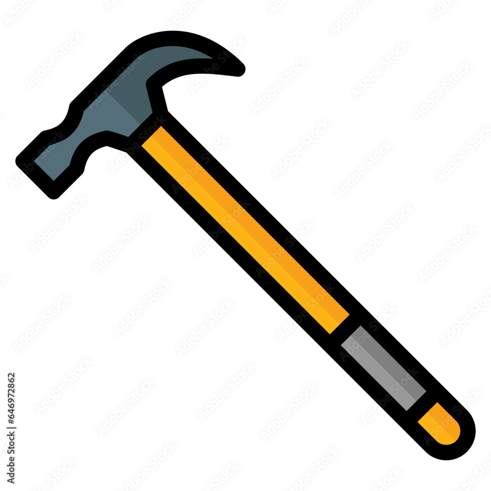 hammer icon in filled line style isolated on transparent background. Construction tools, vector illustration for graphic design projects hammer icon in filled line style isolated on transparent background. Construction tools, vector illustration for graphic design projects