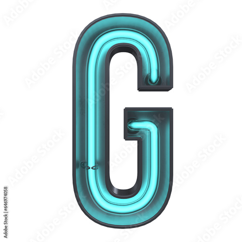 3D G Neon Alphabet Letter Illustration isolated on a white background