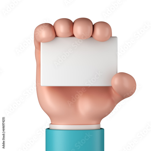 A 3D Hand with Business Card Illustration isolated on a white background