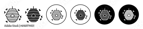 Wild beehive icon. Honey bee wasp symbol. Honeycomb for beekeeping apiary colony vector. Nectar hive cell sign.
