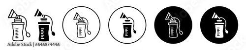 Breast pump icon. Milk extractor bottle symbol. Maternity baby food sucker vector. Breastfeeding for child nipple suction tool sign.