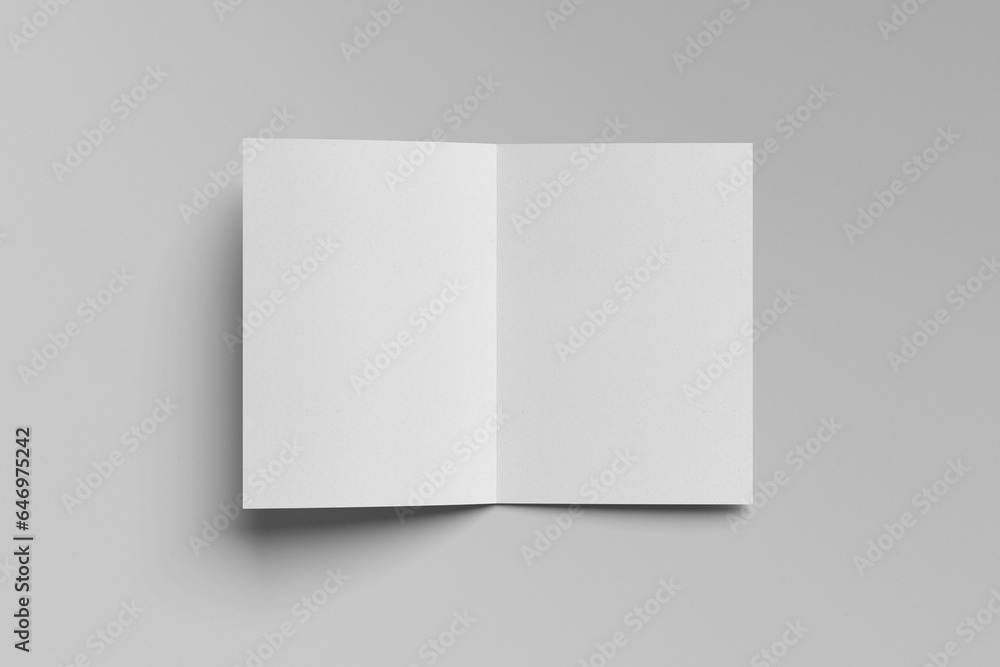 Booklet or brochure a4 bifolded mockup isolated on gray background. Booklet or brochure a4 bifolded mockup isolated on gray background.