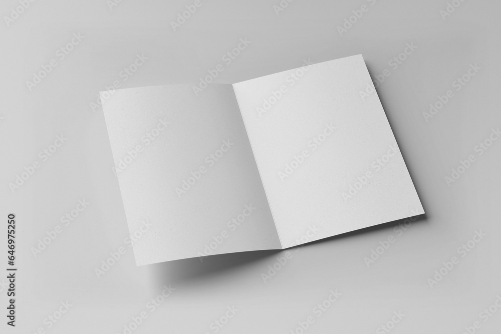 Booklet or brochure a4 bifolded mockup isolated on gray background. Booklet or brochure a4 bifolded mockup isolated on gray background.