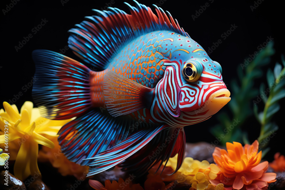 Fototapeta premium Colorful tropical discus fish