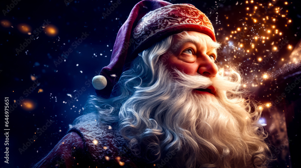 Close up of santa clause with beard and santa hat. Close up of santa clause with beard and santa hat.