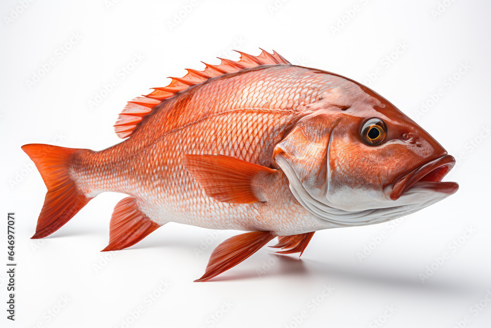 Obraz premium Northern Red Snapper fish Lutjanus campechanusfish isolated on a white background