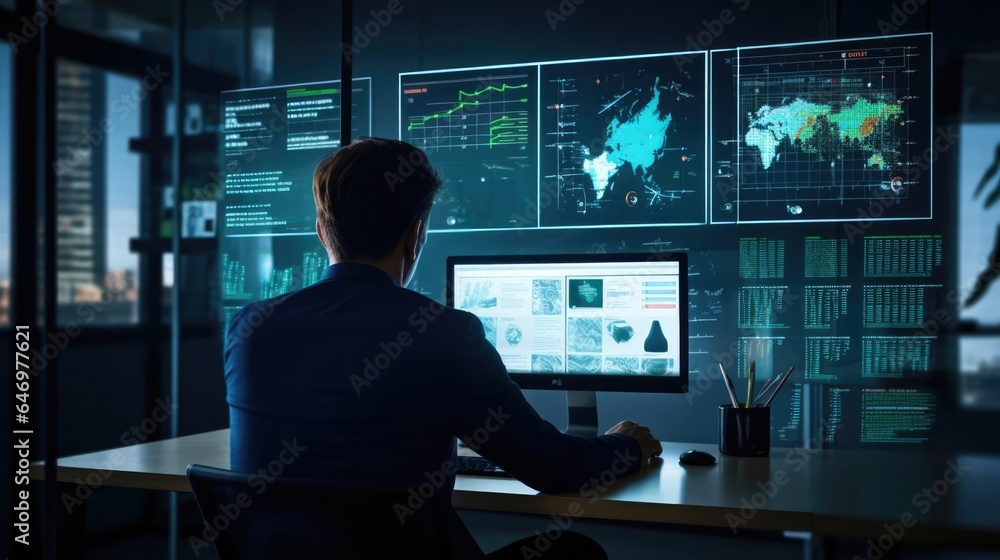A data scientist analyzing big data sets with advanced analytics tools A data scientist analyzing big data sets with advanced analytics tools